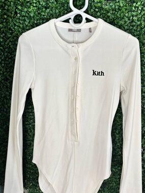 Kith Cream Ribbed Henley Top